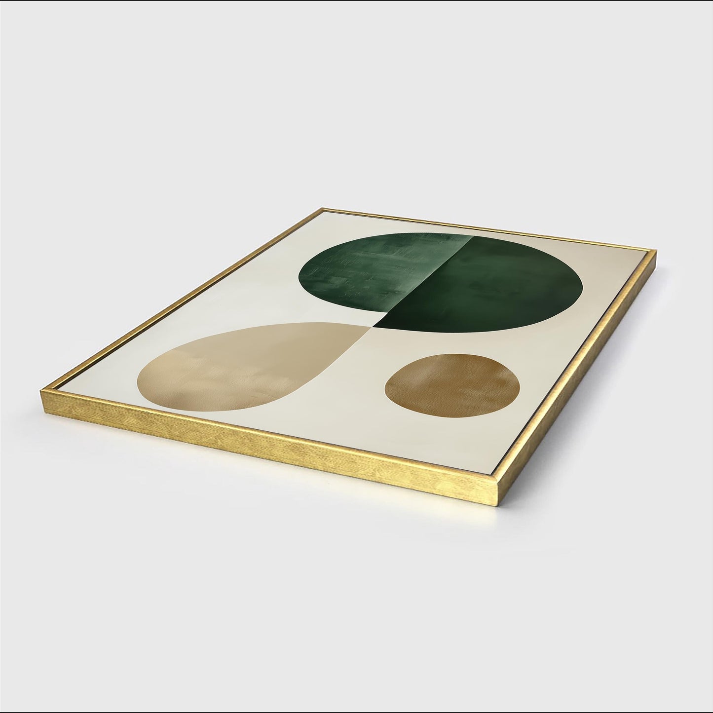 Minimalist Green and Beige Wall Art – Abstract Modern Canvas Print, Neutral Geometric Shapes for Contemporary Home Decor, Framed Artwork