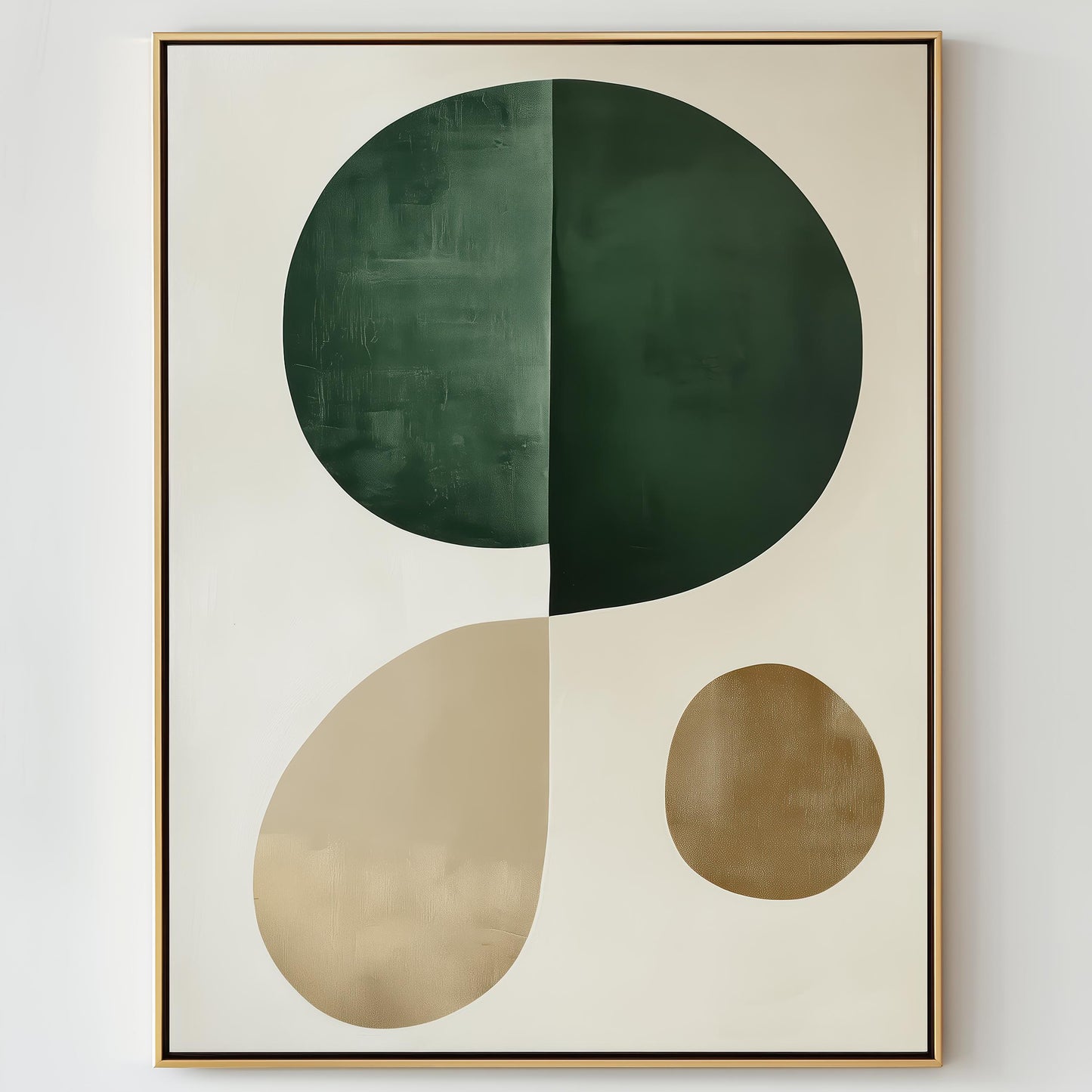 Minimalist Green and Beige Wall Art – Abstract Modern Canvas Print, Neutral Geometric Shapes for Contemporary Home Decor, Framed Artwork
