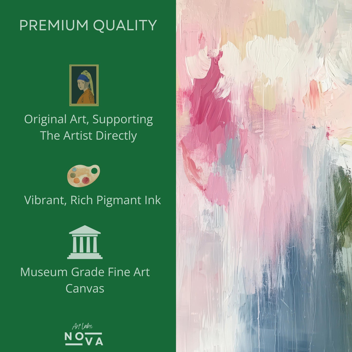 Soft Pastel Abstract Painting Pink & Blue Canvas Art Print, Modern Wall Decor, Large Elegant Minimalist Home Accent Wabi Sabi Wall Art Decor