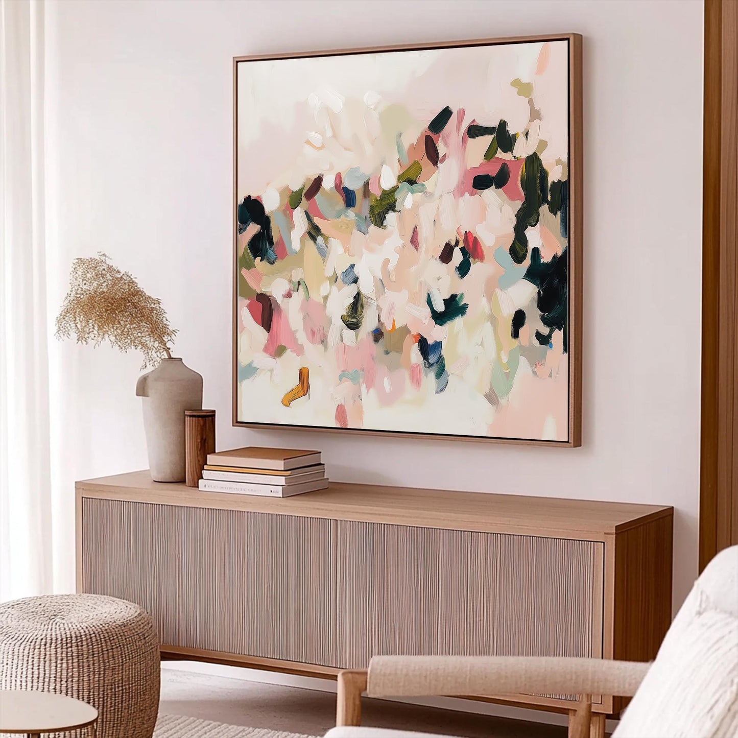 Pastel Abstract Wall Art Canvas Print · Modern Contemporary Decor · Living Room or Bedroom Wall Art · Earthy Tones - Soft Brushstroke Art